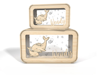 Personalized Ocean Animal Money Box SVG for LightBurn and Glowforge