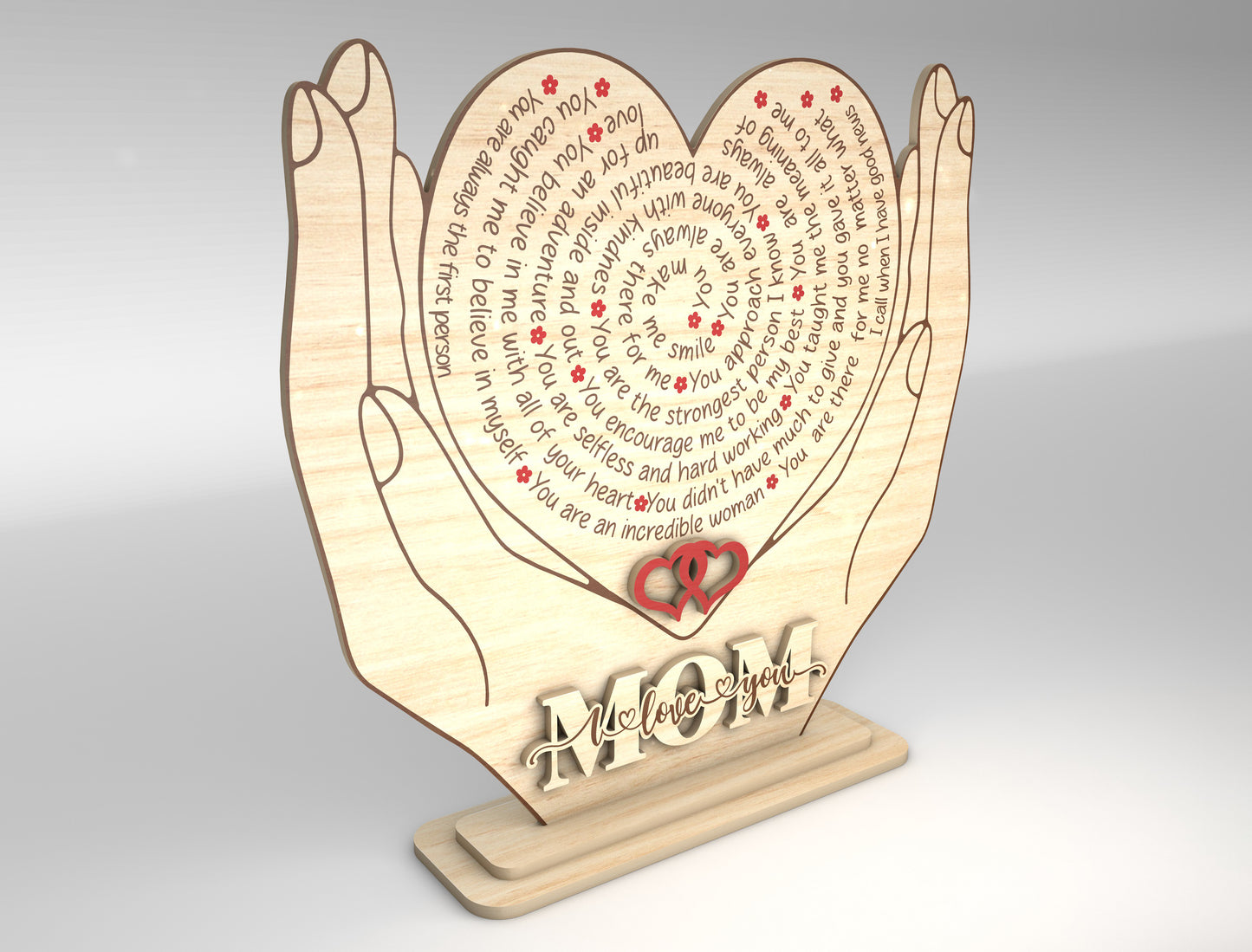 Mom Heart Hands Sign SVG Bundle for LightBurn and Glowforge