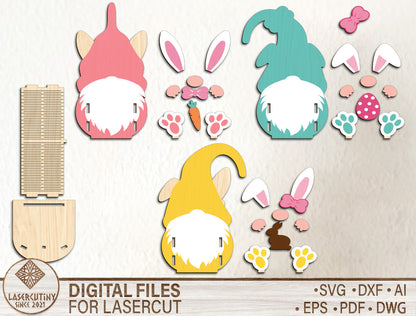 Pastel Easter Bunny Egg Holder SVG Spring Decor for Glowforge and xTool