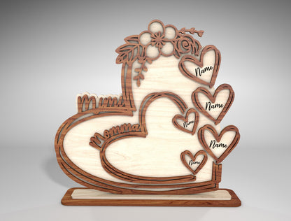 Personalized Mom Heart Floral Sign SVG for Glowforge and xTool