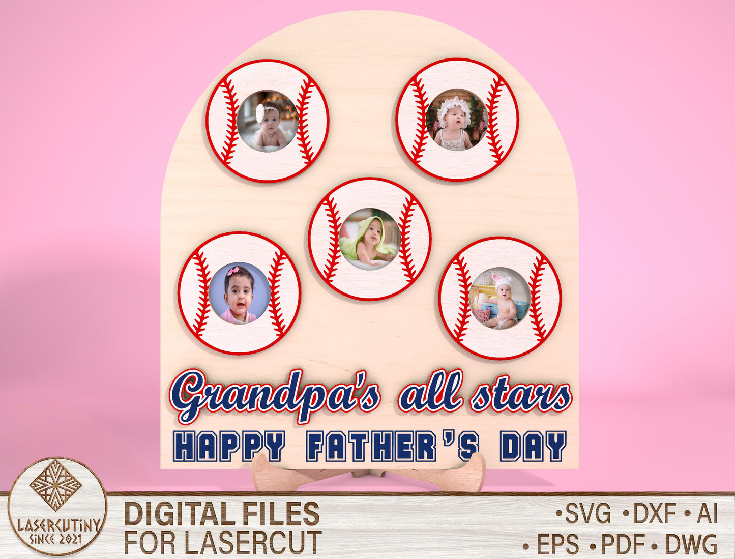 Personalized Baseball Dad Photo Sign SVG for Glowforge and xTool
