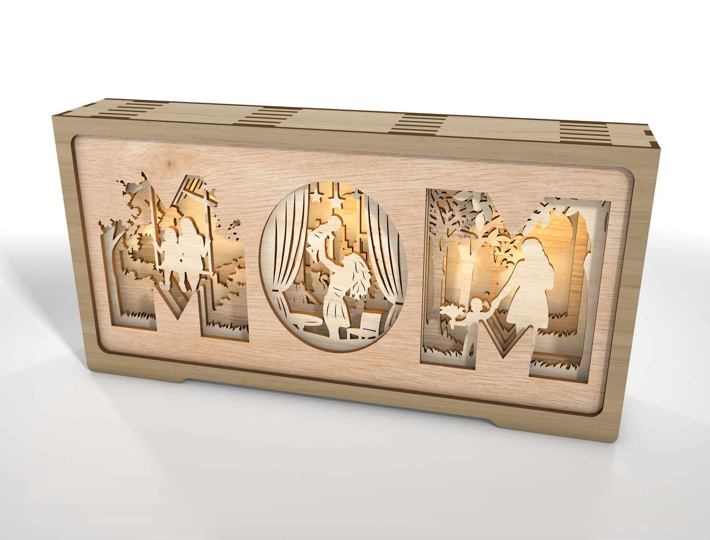 MOM Layered Story Light Box Frame SVG for Glowforge and xTool