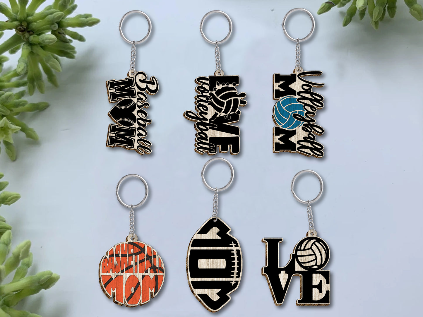 Sports Mom Keychain SVG Bundle Laser Cut File for Glowforge and xTool