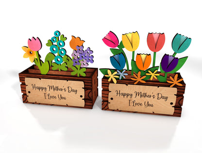 Mother's Day Easter Flower Box SVG Standing Decor for LightBurn