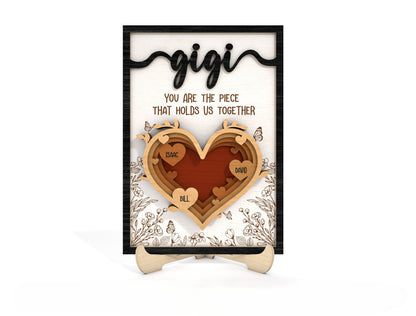 Heart Family Layered Frame SVG Mom Quote Sign for Glowforge and xTool