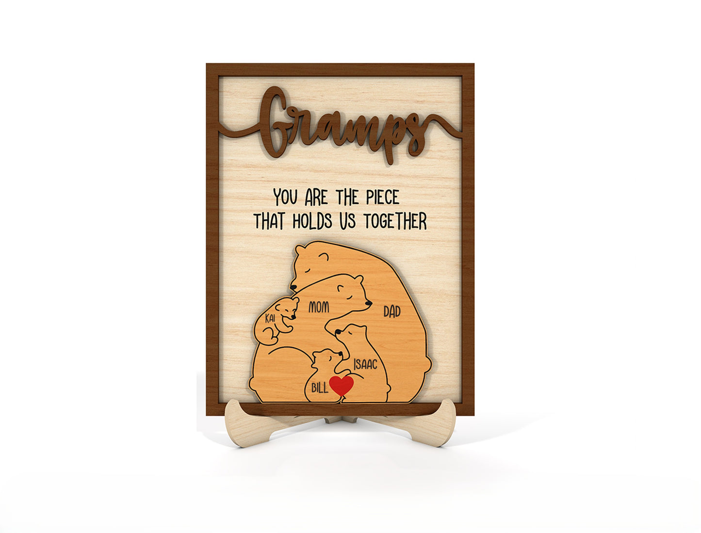 Bear Puzzle Sign SVG for Father’s Day Laser Cut File