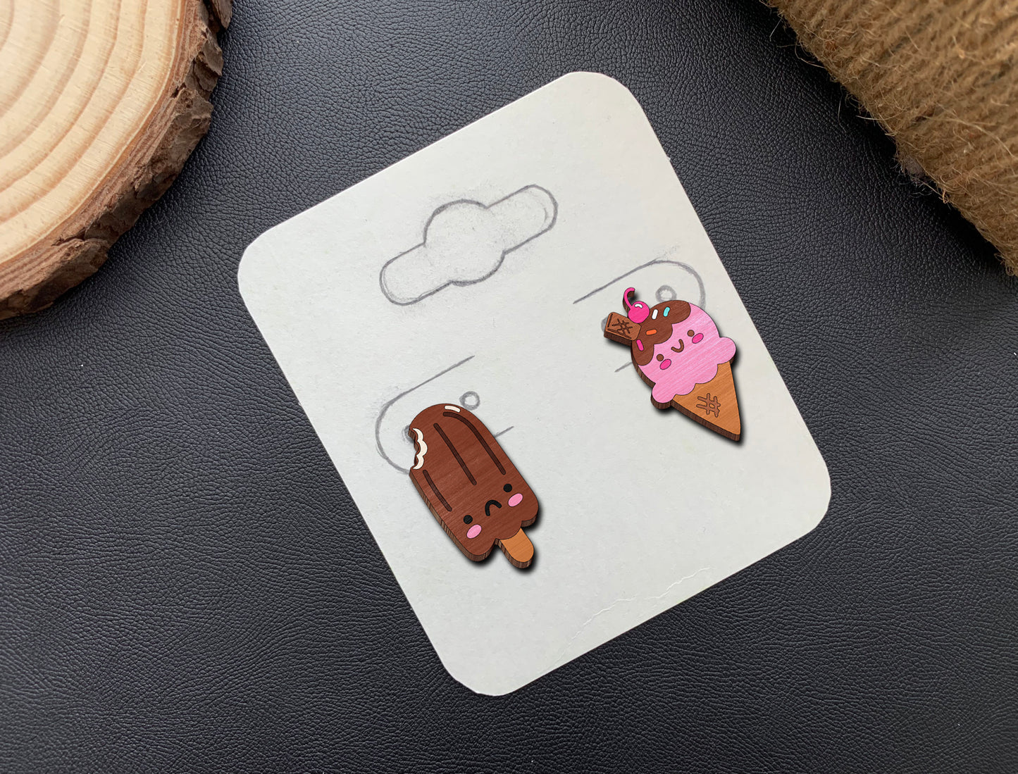 Kawaii Ice Cream Earrings SVG Bundle for Glowforge and LightBurn
