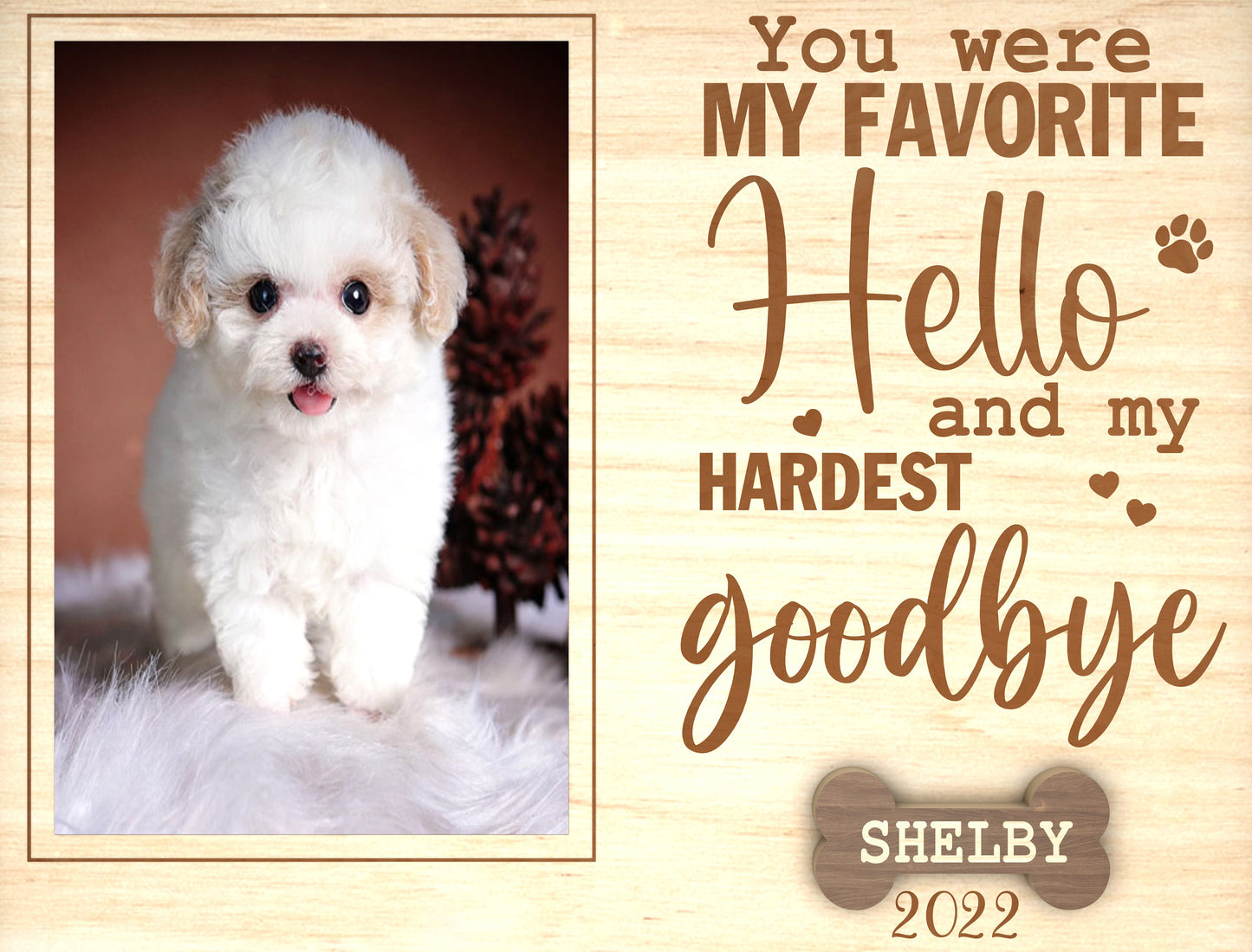 Pet Memorial Collar Frame SVG “Favorite Hello Hardest Goodbye” for Glowforge