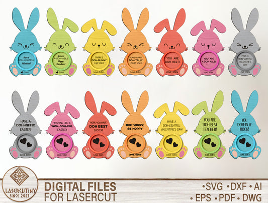 Easter Bunny Message Tag SVG Cute Bunny Note for Glowforge and xTool