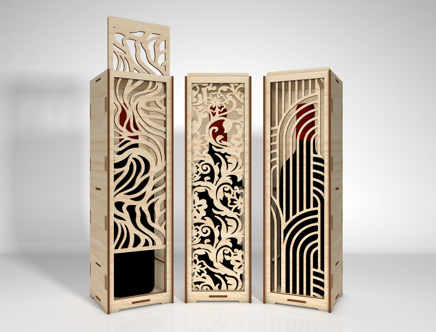 Wine Bottle Box Bundle SVG Laser Cut File for LightBurn and Glowforge