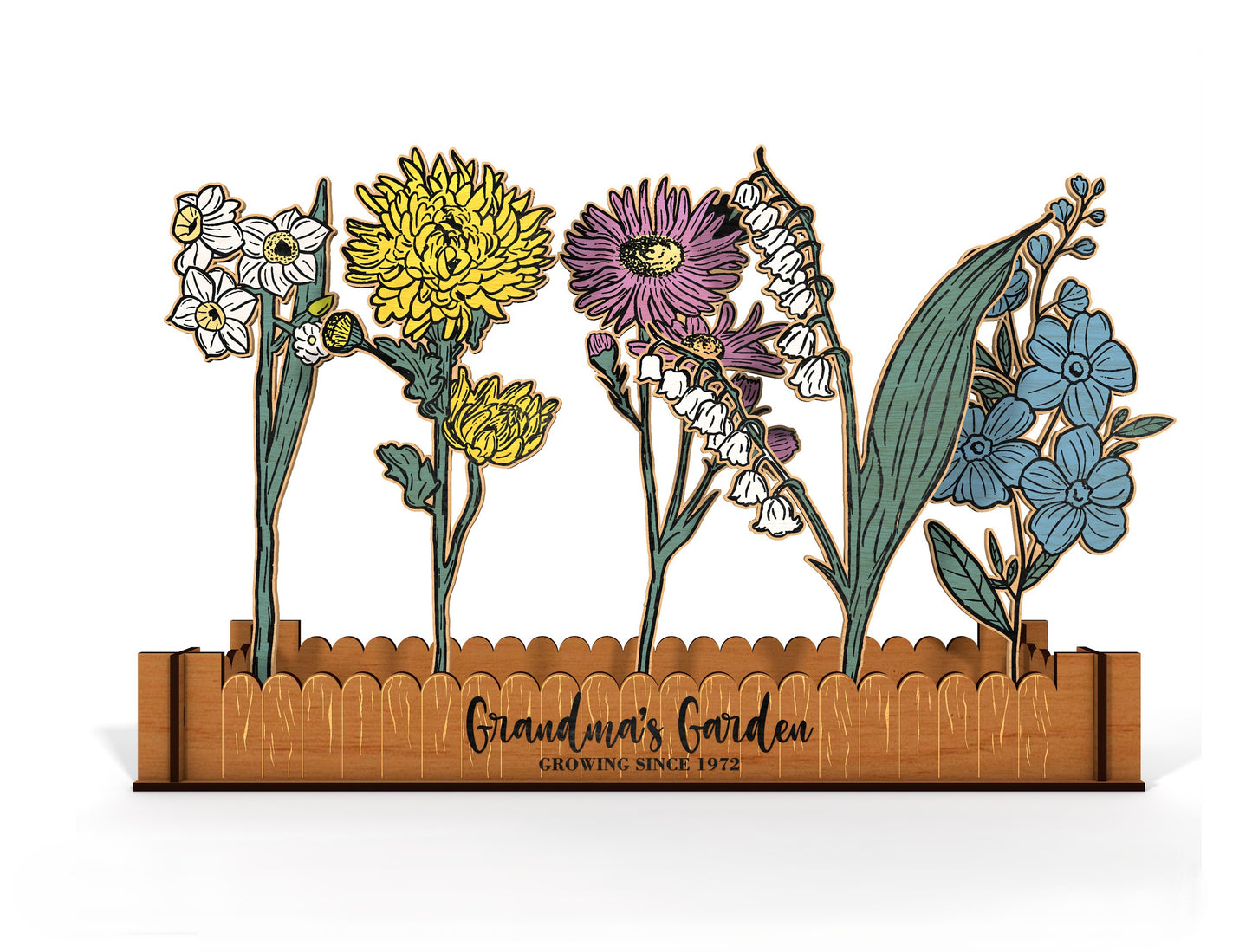 Birth Flower Garden Box SVG Bundle Floral Fence for xTool and LightBurn