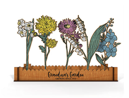 Birth Flower Garden Box SVG Bundle Floral Fence for xTool and LightBurn