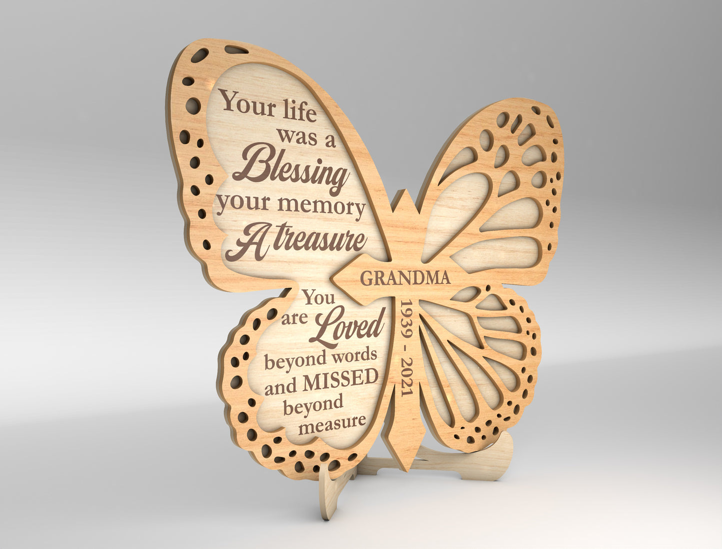 Butterfly Memorial Tabletop Decor SVG Laser Cut File for LightBurn