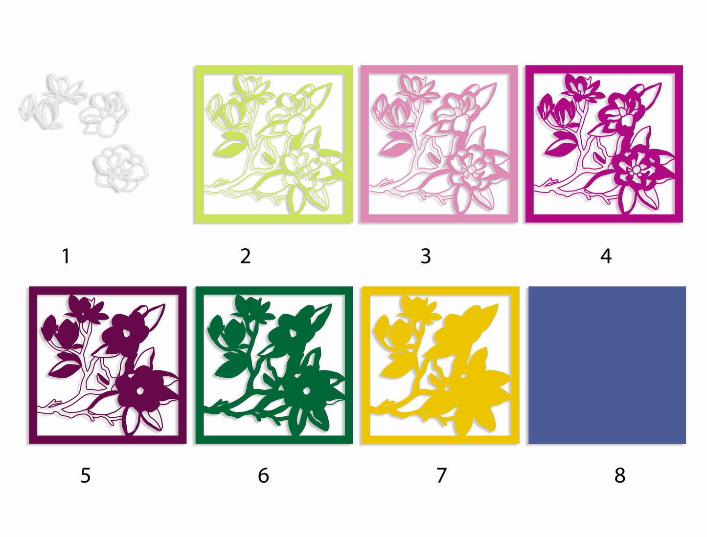 Multilayer Orchid Flower SVG Floral Frame Tabletop for Glowforge