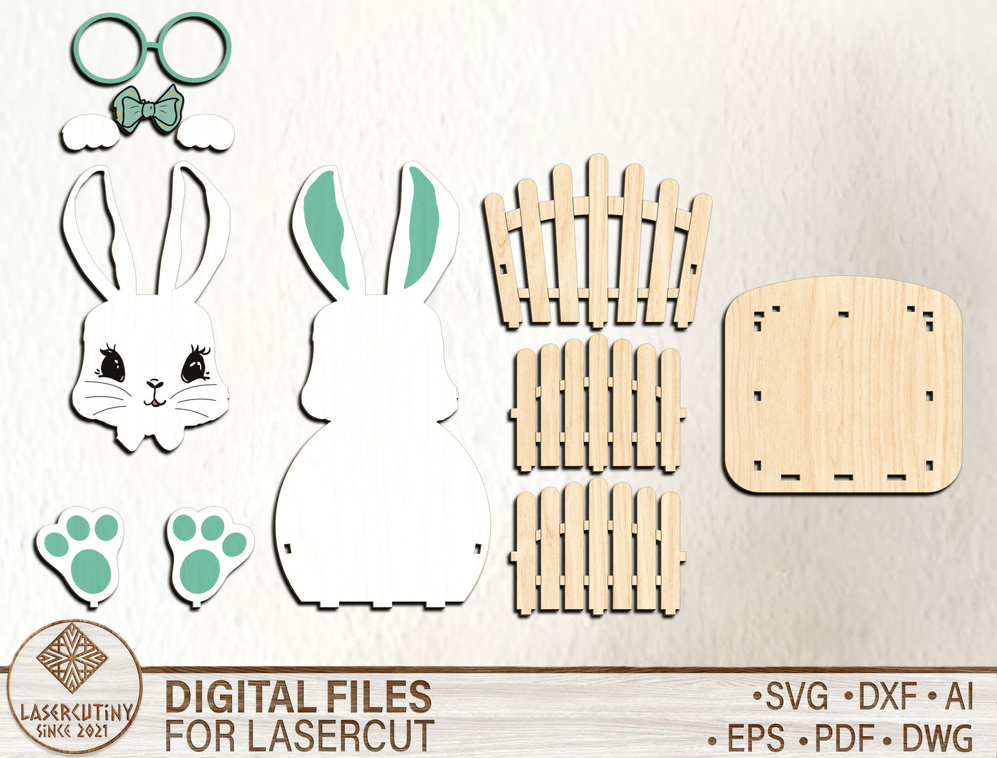 Easter Bunny Glasses Egg Holder SVG Cute Bunny for Glowforge and xTool