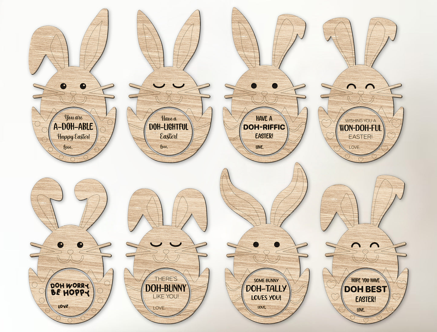 Cute Bunny Play Doh Gift Card Holder SVG Bundle 8 Designs for LightBurn