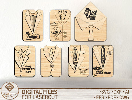 Father’s Day Suit Card Holder SVG for Glowforge and xTool