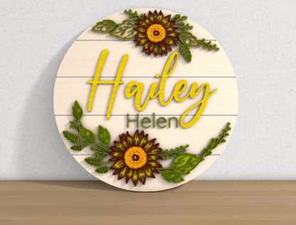 Sunflower Door Sign SVG for LightBurn and Glowforge