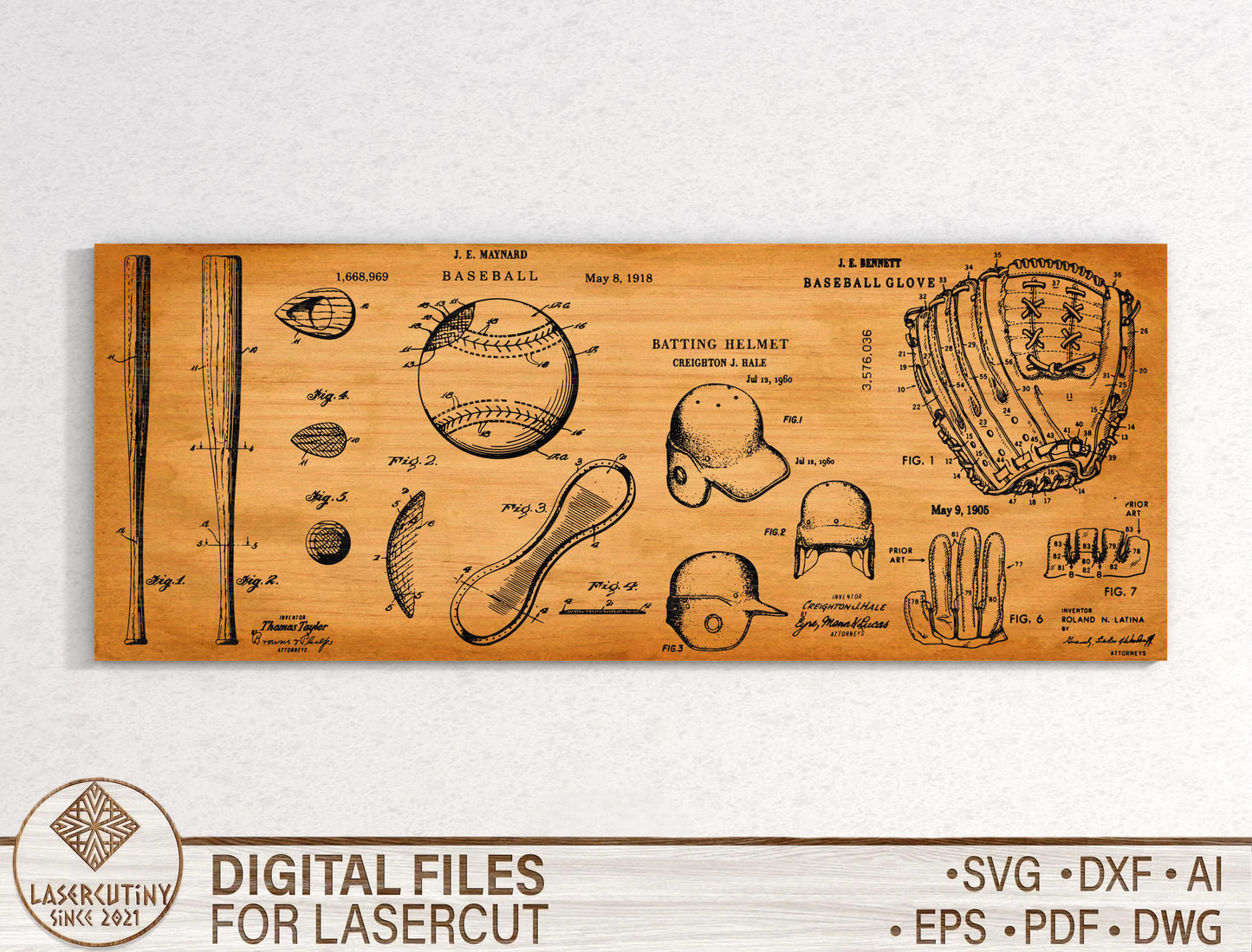 Baseball Word Art Wood Sign SVG Laser Cut File for Glowforge and xTool