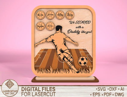 Personalized Soccer Dad Kids Names SVG for Glowforge and xTool