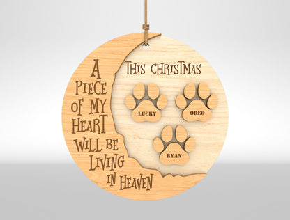 Dog Paw Memorial Christmas Ornament SVG Laser Cut File for LightBurn and xTool