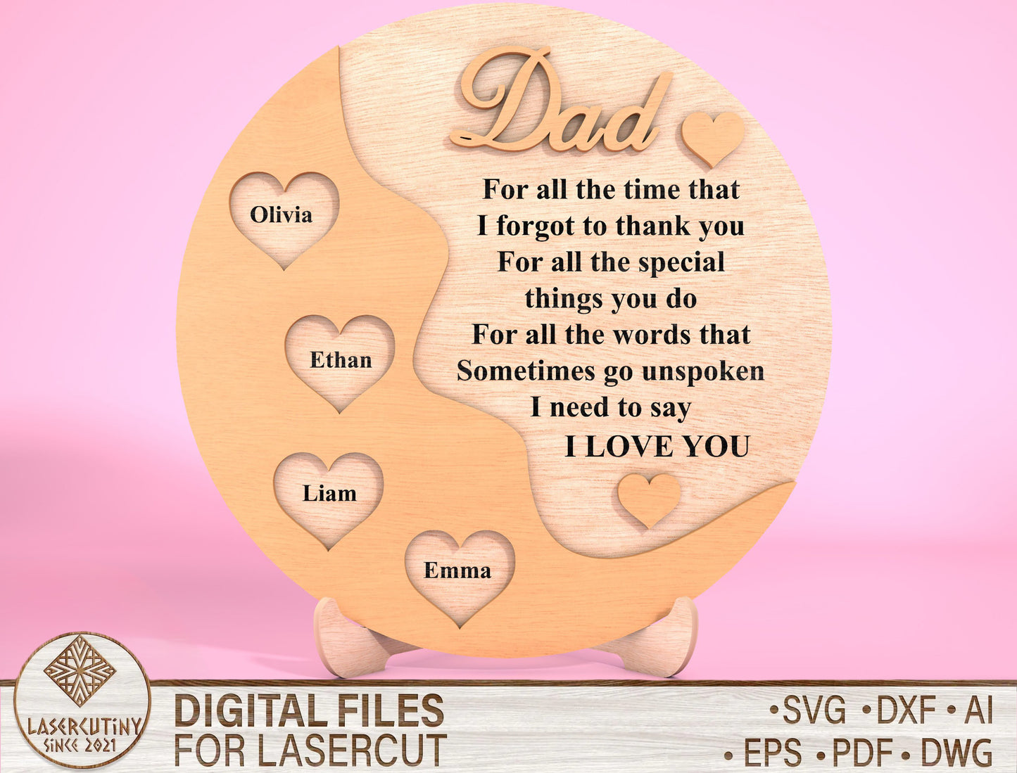 Personalized Dad Poem Sign SVG Laser Cut File for Glowforge and LightBurn