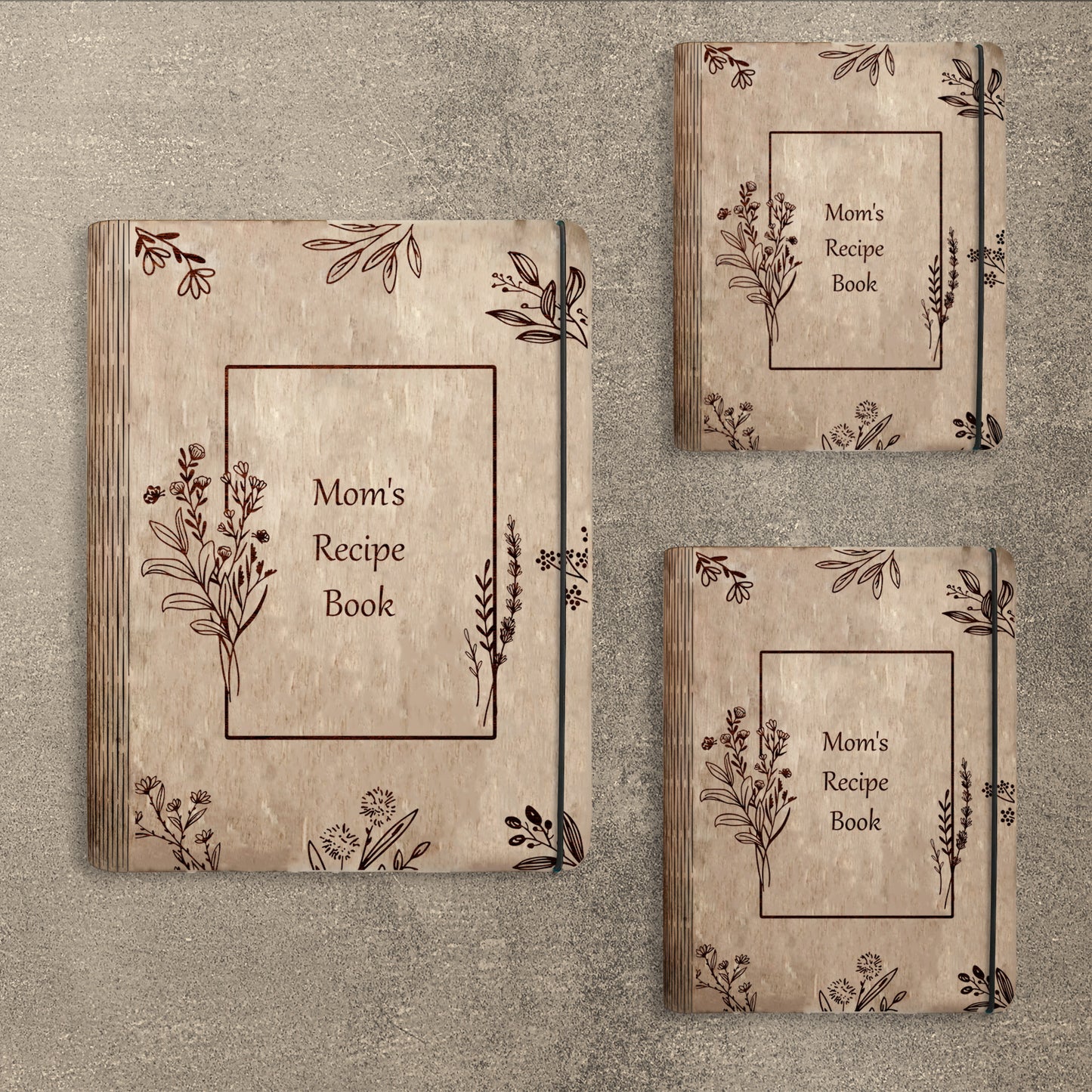 Mom's Minimal Floral Recipe Book SVG Cookbook Cover for Glowforge