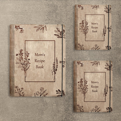 Mom's Minimal Floral Recipe Book SVG Cookbook Cover for Glowforge