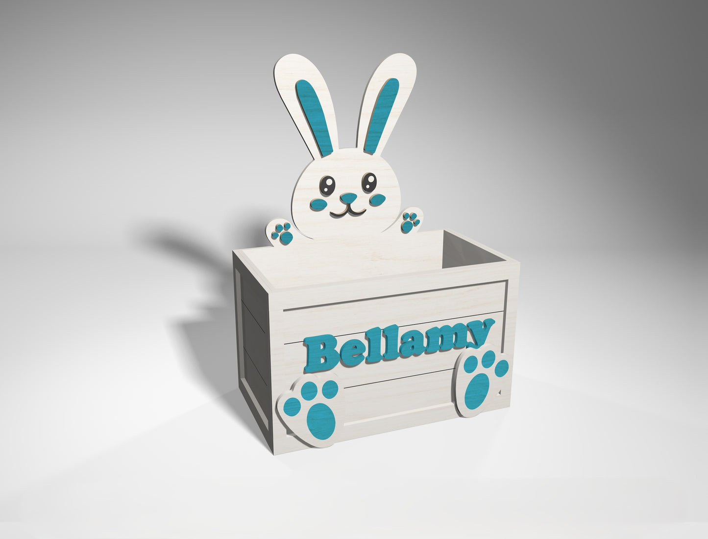 Personalized Easter Bunny Box SVG Wooden Basket 2 Designs for LightBurn