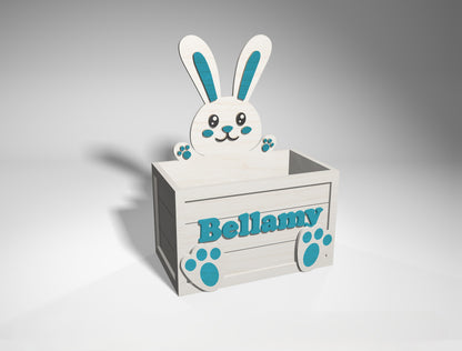 Personalized Easter Bunny Box SVG Wooden Basket 2 Designs for LightBurn