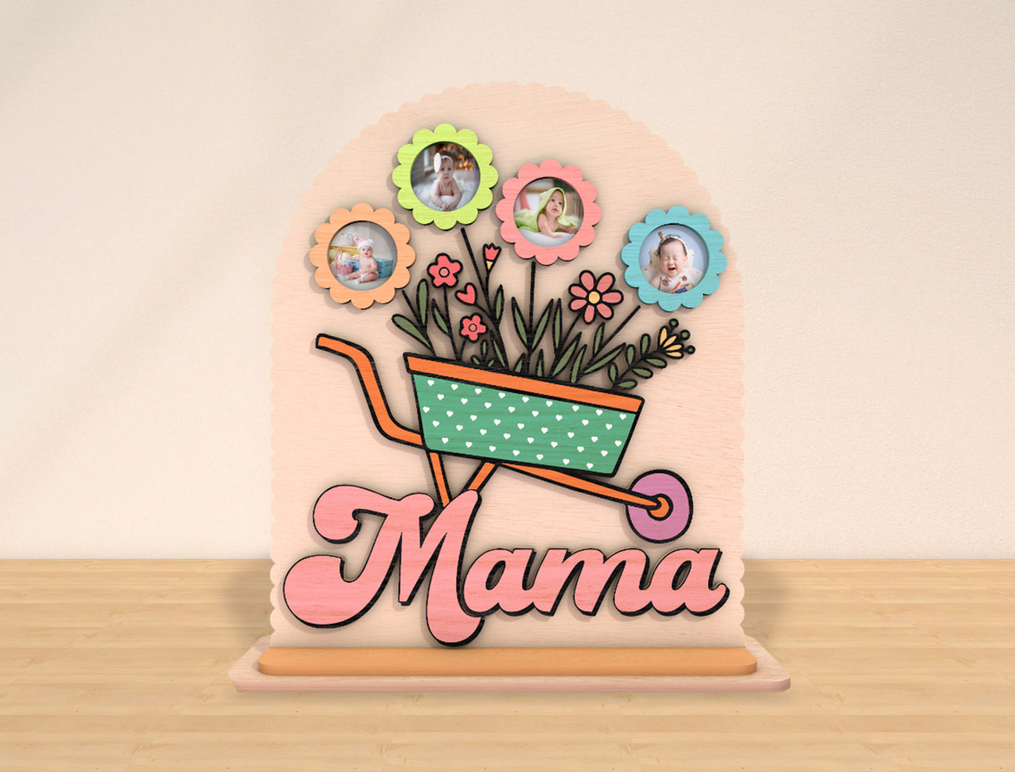 Mama Wheelbarrow Flower Photo Frame SVG Bundle for Glowforge and xTool