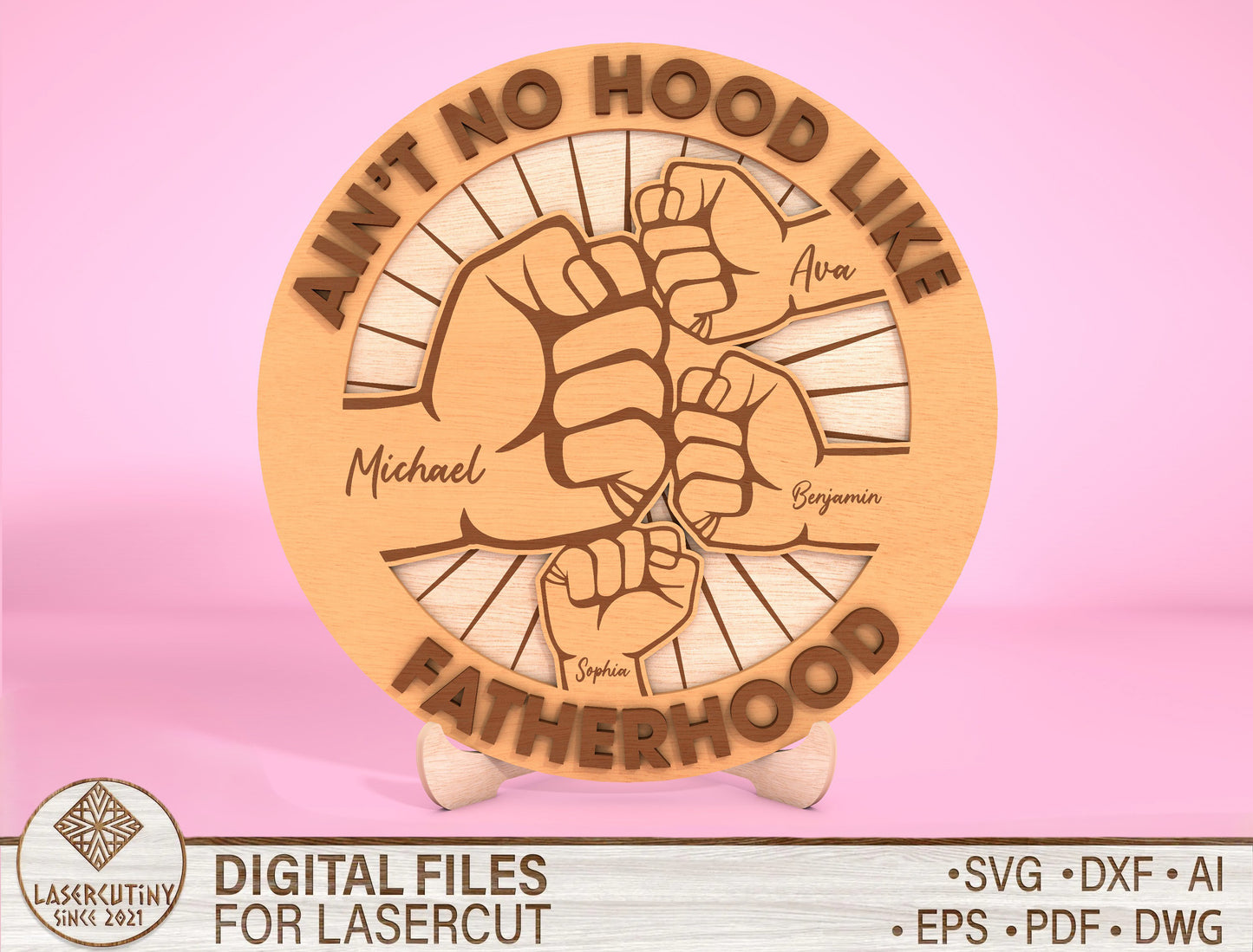 Personalized Fist Bump Dad Sign SVG Laser Cut File for Glowforge