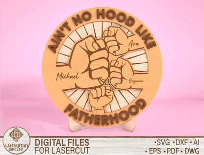 Personalized Fist Bump Dad Sign SVG Laser Cut File for Glowforge