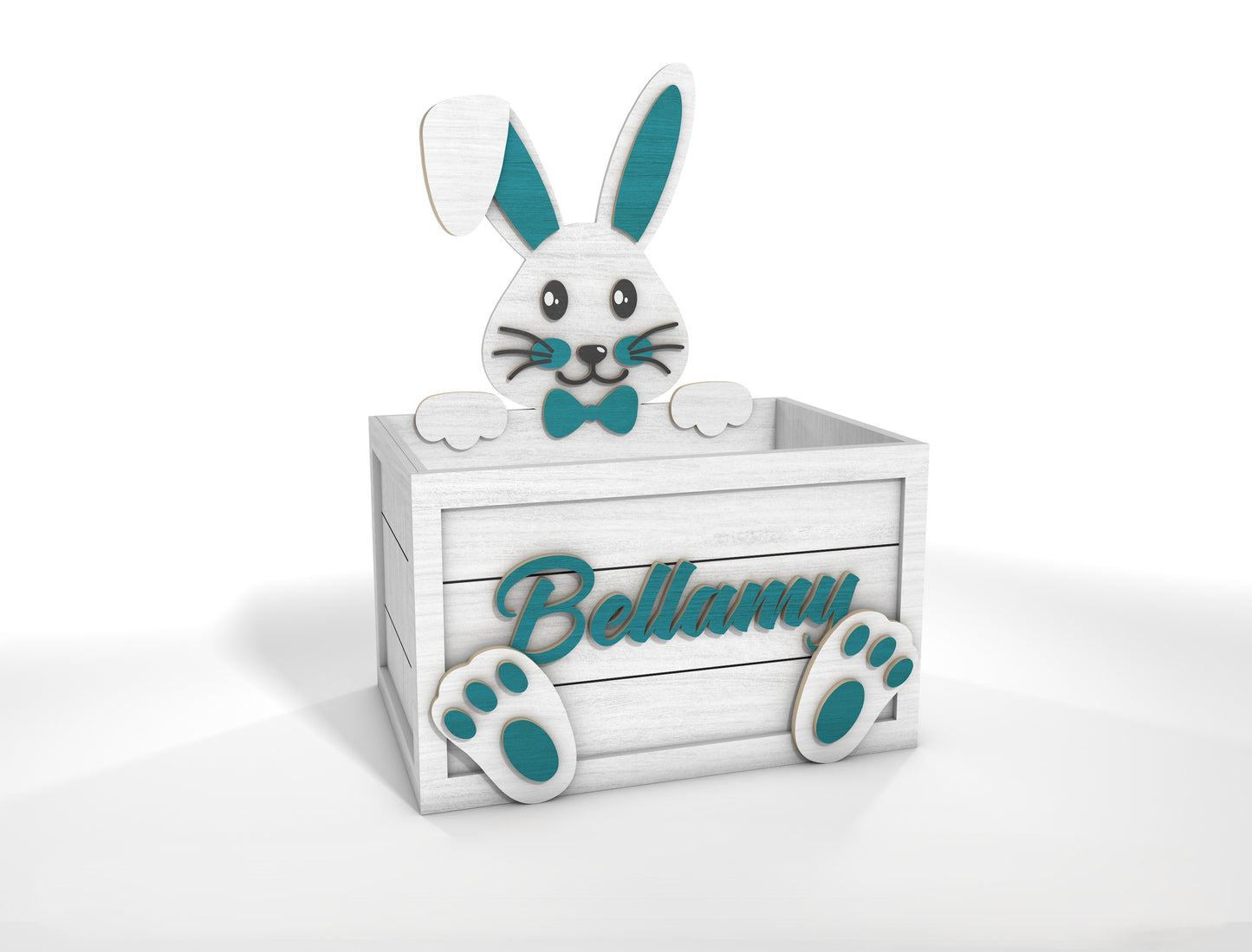 Personalized Easter Bunny Box SVG Bundle Wooden Basket for LightBurn and xTool