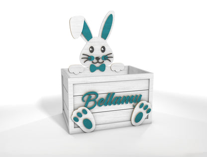 Personalized Easter Bunny Box SVG Bundle Wooden Basket for LightBurn and xTool