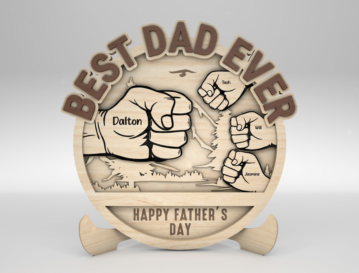 Personalized Best Dad Fist Bump Sign SVG Laser Cut File for Glowforge and xTool