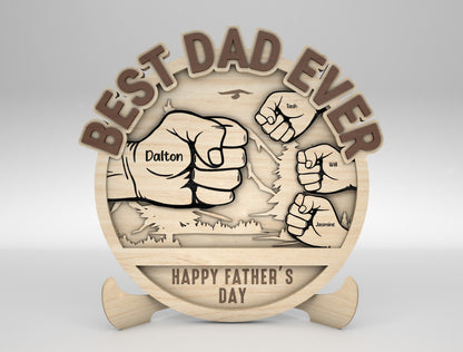 Personalized Best Dad Fist Bump Sign SVG Laser Cut File for Glowforge and xTool