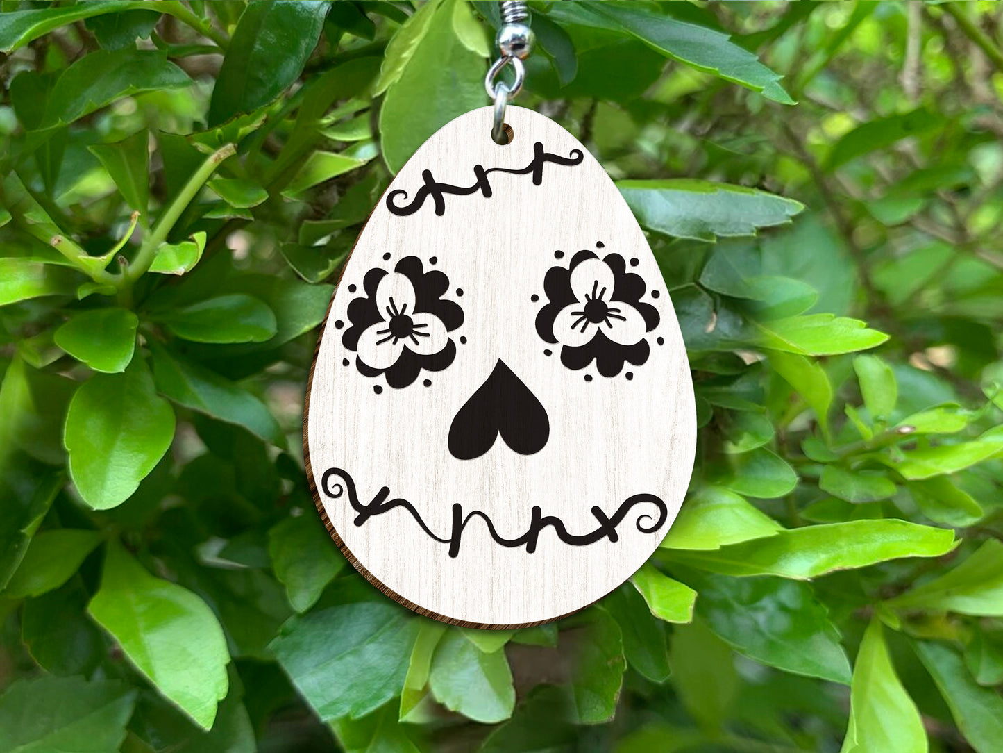 Easter Skull Egg Earrings SVG Floral Skull Easter for LightBurn and xTool