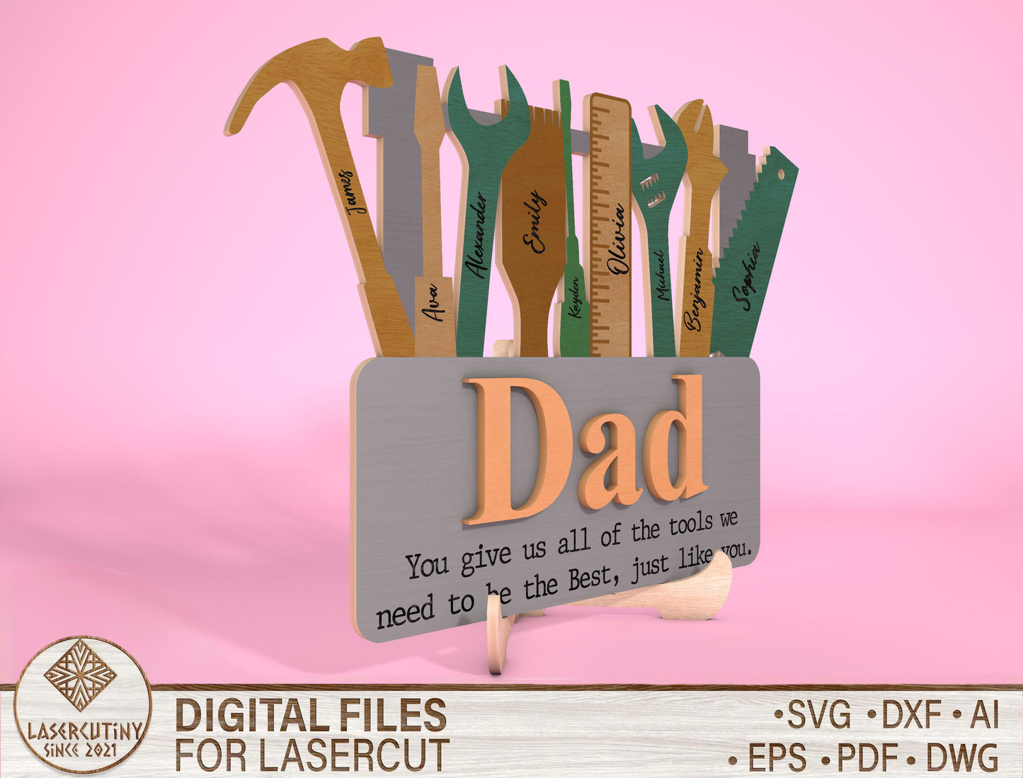 Personalized Dad Tool Sign SVG Laser Cut File for Glowforge and LightBurn