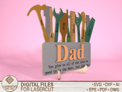 Personalized Dad Tool Sign SVG Laser Cut File for Glowforge and LightBurn
