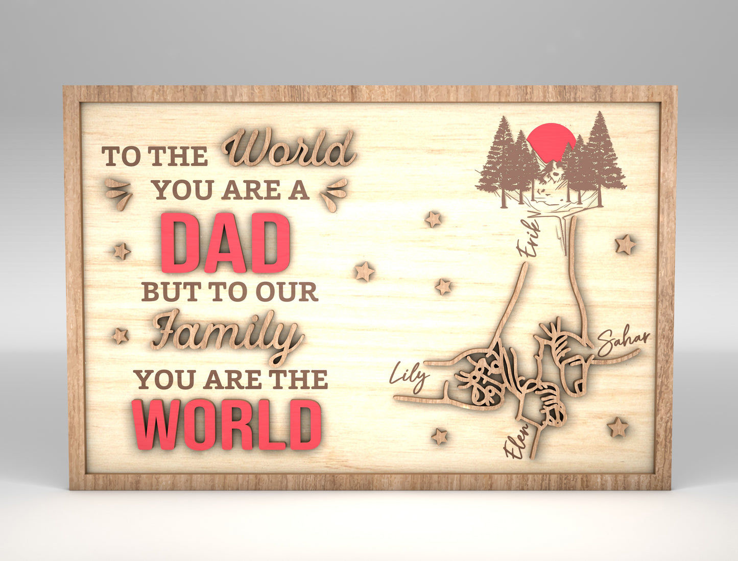 Personalized Dad Family Kids Hands Sign SVG Laser Cut File for LightBurn and xTool