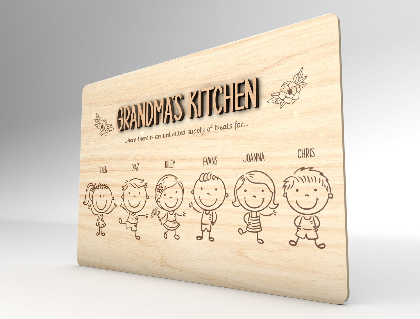 Grandma's Kitchen Stick Figure Family Sign SVG for LightBurn