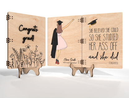 Graduation Folding Gift Card SVG for Glowforge and xTool