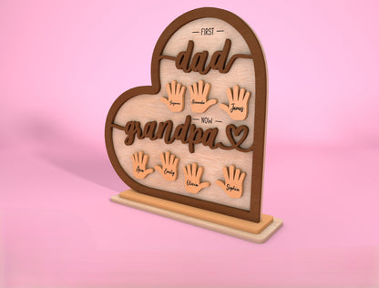 Personalized Dad Grandpa Handprint Sign SVG Laser Cut File for Glowforge and LightBurn