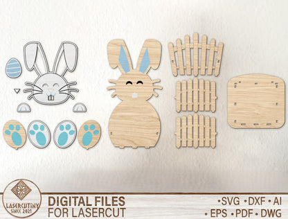 Cute Bunny Egg Holder Stand SVG Pastel Easter 2 Designs for LightBurn and xTool