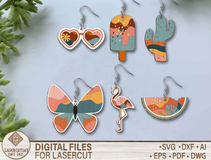 Boho Summer Earring SVG Bundle for Glowforge and LightBurn