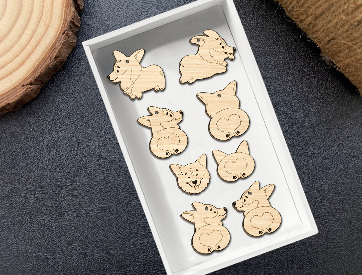 Corgi Stud Earring SVG Bundle Laser Cut File for LightBurn and xTool