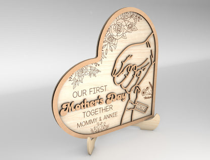 Mom Photo Holder Hand in Hand Love Sign SVG for xTool and LightBurn