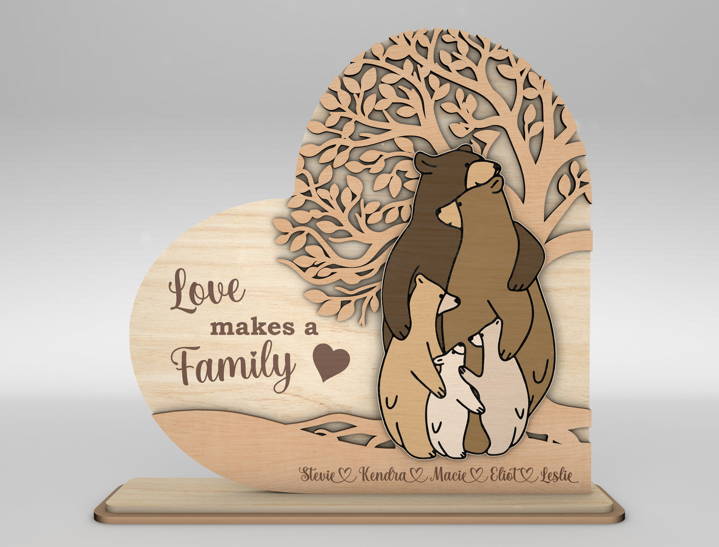 Bear Family Love Makes a Family Sign SVG for Glowforge