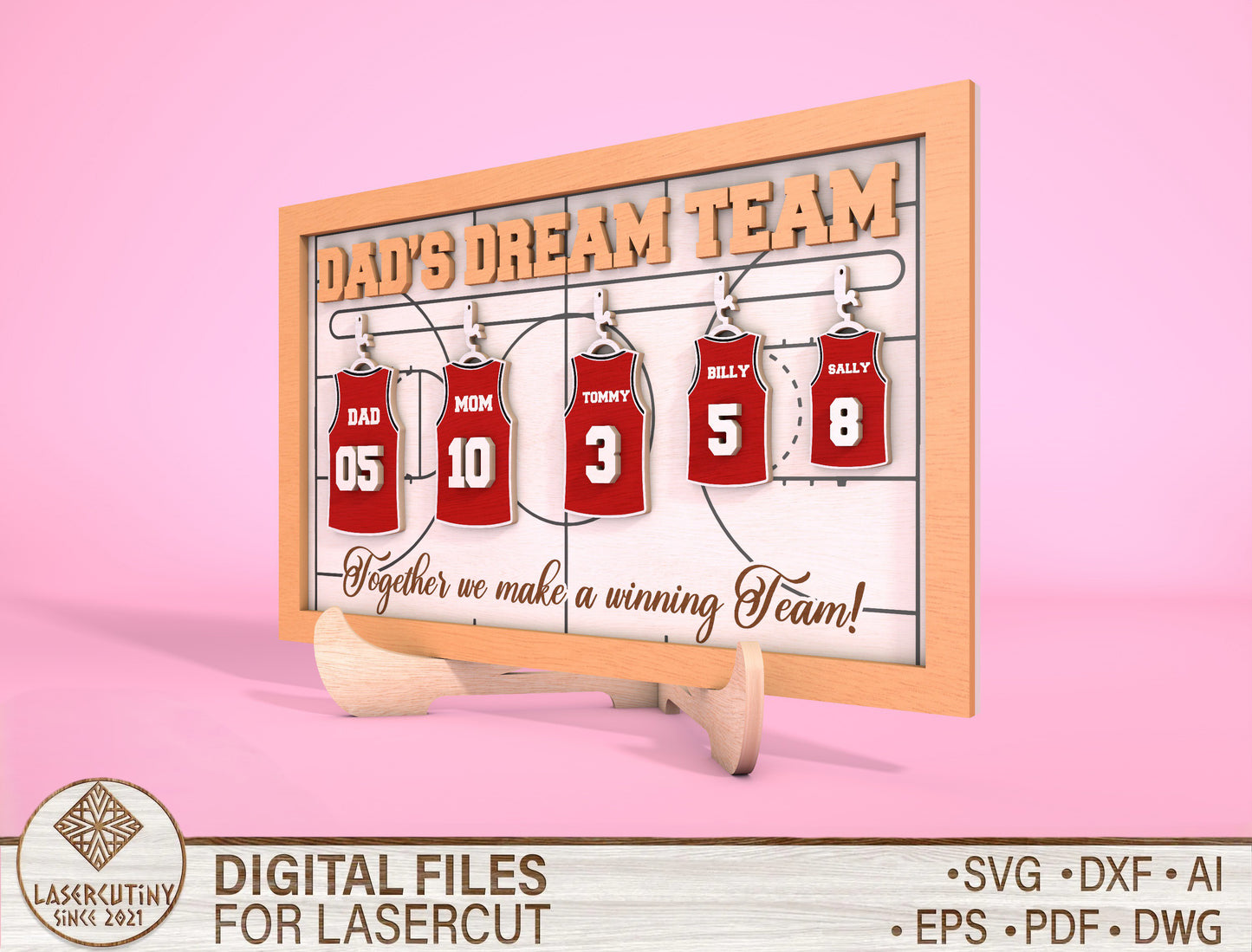 Personalized Basketball Dad Sign SVG Laser Cut File for Glowforge and LightBurn